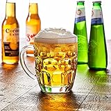Guaranteed4less Classic Beer Pint Style Mugs Glass Pot Old Pub Bar Style Tankard Handle Stein Dimple (1)