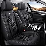 GSDOMJ Car Seat Covers Fit For VW VW Golf 6 GTI Golf 7 Golf 7 GTI Golf Tdi Golf Sportsvan Genuine leather waterproof and breathable 5-seat seat cover auto parts，Black