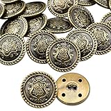 Milaosk 20 Pcs Metal Blazer Buttons, Coat & Jeans Fasteners, Antique Bronze Engraved, 25mm Large for Blazer, Suits & Uniforms