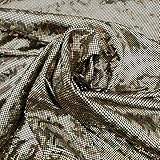 Hologram Foil Knit Metallic Sequin Shiny Lycra Jersey Spandex Sequin Clothing Backdrop Display Dancewear Fabric | 57" - 145 cm Wide (per Metre, Gold)