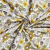 Pyrhan Sun Flower 100% Pure Cotton Prints – 60 inches (148 cm Approx) Wide Fabric Sold by The metre - Perfect for Sewing Projects and Dress Making. (45-Cotton-SunFlowerGreen)