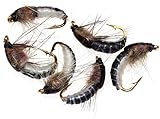 Rosojodg 6Pcs Brown Realistic Nymph Scud Fly for Trout Fishing - 2 Count - Plastic - Straight Eye Hook - FISHING_HOOK
