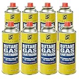 Straame Camping-gas, Gas-Bottles for Camping Stove, BBQ, Heaters, Blowtorch, BBQ, Gas-Weed Burner - Outdoor Camping Must Have, Safe and Easy to Use – Portable (Pack of 8)