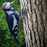 Metal Woodpecker Bird Figurine - Lifeilke Backyard & Garden Gift, Birds Statue Sculpture Art Large Realistic - Outdoor Fall Decor, Metal Yard Art
