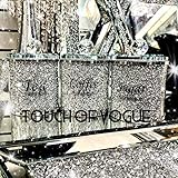 TOV® Set of 3 Tea Coffee Sugar Canisters - Silver Crystal Filled