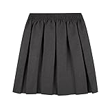 LUXFAB UK School Uniform Girls Summer Formal Dress Bottom Full Elastic Box Pleat Skirt Only Uniform (UK, Age, 9 Years, 10 Years, Regular, Pack of 1 - Grey)