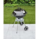 New Portable Black Round Kettle BBQ With Detachable Cinder Tray,Lower Storage Rack,Two Back Wheels & Chrome Plated Cooking Grill Perect For Outdoor, Camping, Backyard, Picnics -A42