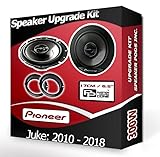 Pioneer car speakers 6.5" 17cm for Juke Front Doors + Adaptor rings 300W