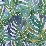 Green Tropical Leaves Print Design Cotton Rich Linen Look Fabric For Curtains Blinds Craft Quilting Patchwork & Upholstery 55" 140cm Wide – Sold by the Half Metre