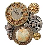 Design Toscano Gears of Time Steampunk Wall Clock Sculpture, Medium 43.25 cm, Polyresin, Full Color