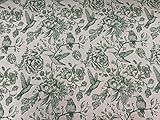 Calke Birds Toile Green Linen/Cotton 140cm/54" Designer Material Sewing Upholstery Curtain Craft Fabric (A Sample)