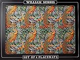 LEONARDO Set of 4 William Morris Peacock Tapestry Cork Backed Place Mats Table Mats