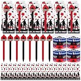 WWmily 32 Set Remembrance Day Gifts Bulk Lest We Forget Poppy Ballpoint Pens Silicone Wristbands Bookmark Cards Veterans Poppy Stationery for Soldier Army Military Remembrance Day Party Supplies