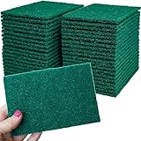 KLEEN HANDLER Green Medium Duty Cleaning Pads - Medium Duty Kitchen Scrub Sponges, Scouring Pads for Washing Dishes, Bathroom, Restaurant Cleaning Sponge, Household General Cleaning (Pack of 40)