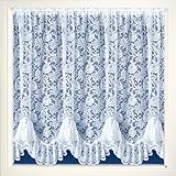 Maple Textiles Austrian Flounce Victorian Flower Lace Thick Net Curtain Sold By The Metre now available in Cream (White, 27" (69cm) Drop)