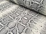 Grey Snake Skin Fabric Snakeskin Digital Animal Print Cotton Material - Curtains, Decor, Dress, Furnishing - Grey & Cream Stripes (Sample 10CM X 10CM)