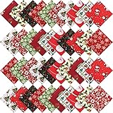 Irenare 50 Pieces Christmas Cotton Fabric Squares Bundle - 10 Different Patterns for Quilting, Sewing, Patchwork, DIY Craft (5 x 5 Inches/ 13 x 13 cm)