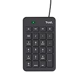 Trust Xalas USB Numpad Number Keypad for Laptop and Desktop PC, Slim Number Pad with Low Profile Keys for Compact TKL Keyboard, Wired Numeric Keypad with 5 Extra Keys, 1.5m Cable, Black