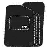 Tailor Fitted Black Classic Car Mats with GTD Logo & Silver Twist for Volkswagen Golf (MK7) 2013-2018 PN.SFP-SSQGTD42ST
