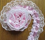 3 Yard 2-Layer Pleated Organza Dot Lace Edge Gathered Mesh Trim Ribbon 5 cm Width Vintage Style Pink Edging Trimmings Fabric Embroidered Applique Sewing Craft Wedding Dress DIY Clothes Embellishment