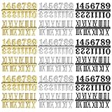 EEEKit Clock Numbers, 18PCS Self Adhesive Arabic Roman Numerals in Black, Gold, Silver for Wall Clock Making Replacement