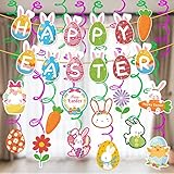 Fancy Daily Easter Decorations Home 38 Pcs Cute Easter Bunting with Hanging Swirl Happy Easter Banner for Spring Easter Themed Party Decoration