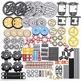 Zylopa 116pcs Technic-Gears-Axle Kit Technic-Pin-Connector Bush -Wheels-Link-Chain Differential Technic-Parts-Pieces Set(Random Color)