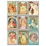 97 Decor Alphonse Mucha Art Print - Art Nouveau, Alfons Mucha Poster, Art Deco Wall Art, Vintage French Nouveau Advertisement Painting, Fine Posters for Bedroom Decorations (7x10 UNFRAMED)