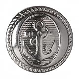 Hemline Naval Anchor Design Buttons Silver - per Pack of 7