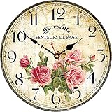Toudorp Pink Roses Wall Clock, 8 Inch Small Battery Silent Non Ticking Clocks, Kitchen Wall Clocks Vintage Unusual Decorative for Bedroom Living Room Bathroom Office