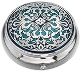 Sea Gems presented by Celtic Glass Designs Pill Box (standard size) in an Arabesque Design in Blue Colour