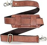 ALASKA EXPORTS Universal Replacement Shoulder Strap 60-inch Real Leather Adjustable Padded Travel Strap with Metal Hooks & Buckle for Gym Duffle Laptop Messenger Crossbody Bags Luggage Straps (Brown)
