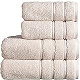 Christy Antalya Large Bath Towels | Set of 4 | 100% Turkish Cotton | 600GSM | Soft Plush Luxury Towel Set | 2 Bath Towels 2 Hand Towels | Quick Dry | Pumice Beige