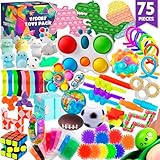 75 pcs Fidget Toys Kids Pack - Pinata Fillers, Party Favours, Classroom Prizes, Stress Relief, Treasure Chest Goodie Bag Rewards with Pop its for ADHD, Autism Bulk Fidgets Box Gifts for Boys and Girls