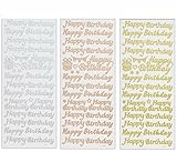 Vision4ever 1Pcs Silver Color Mixed Happy Birthday Peel Off Stickers Rose Gold Silver Card Making Easy to Use and Stick
