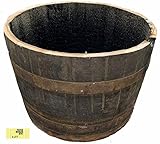 Pack of 2 Oak Whisky Barrel Half Planter/Tub/Pot - 45cm Tall