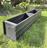 RUDDINGS WOOD Large Long Wooden Planter Trough Garden Outdoor Flower Pot Boxes Plant Container Charcoal Black 120 cm Fully Assembled