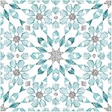 WallPops FP2949 Radiance Peel & Stick Floor Tiles, Blue, 12 x 12 inches