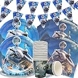 Doyomtoy Rob-ot Party Tableware, 61 Piece Crockery for Cinematic Themed Parties Rob-ot Plate, Paper Cup, Handkerchief, Banner Suitable for Children's Birthday Parties and Baby Christening