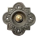 Cast Iron Traditional Quatrefoil Shape Doorbell Push Button |10cm x 10cm | Brass Push Button with cast Iron Surround | Vintage Style Door Bell Push