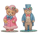 CRYSTAL ART Victorian Teddy Bears Wooden Decoration