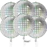 PartyWoo 6pc 22in Silver Disco Foil Balloons, 4D Effect, Round, Unisex-Adults, All Ages, Celebration, Silver Decor