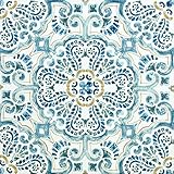 WallPops FP2477 Fontaine Peel & Stick Floor Tiles, Blues, Set of 10 Pieces,12 x 12 inches