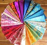 Rajbhoomi Vintage Silk Remnants - 25 Pieces, Silk Fabric Scraps for Easter Egg Dyeing, Recycled Craft Fabric (10" X 8" Inches)
