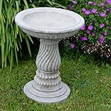 Garden Ornaments by Onefold BB25 Twist Stone Bird Bath Feeder, Grey, 40x40x47.5 cm