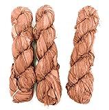 Vintageandyou 100g Recycled Sari Silk Ribbon Yarn, Jewelry Making Trim - Peach