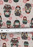 Fat Quarter Russian Dolls On Linen Look 100% Cotton Quilting Fabric