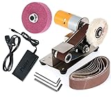 Electric Belt Sander, Mini Belt Grinder Sanding Machine, 7 Variable Speed Control Bench Sander with 330x30mm Sanding Belts + 2x3in Polishing Wheel