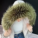 VIXDA 80cm Collar Fashion Trim Raccoon Fur Scarf Winter Hood Decor Fake Fur Coat Collar For Parkas Down Coat