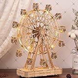 Rolife 3D Puzzle - Ferris Wheel Wooden Puzzles for Adults DIY Model Kits Music Box, Construction Kits Toy Building Sets, Aesthetic Home Decor Gifts Build Your Own